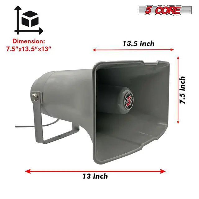 Alt view image 4 of 7 - 5 CORE 12.5 x 6.5 Inch Outdoor PA Horn Speaker Loudspeaker 35 Watt RMS Loud Sound Megaphone Driver Horn 400Hz-5KHz Frequency 8 Ohm Weatherproof Vehicle Siren - SUH-300 1Pc