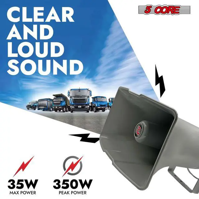 Alt view image 7 of 7 - 5 CORE 12.5 x 6.5 Inch Outdoor PA Horn Speaker Loudspeaker 35 Watt RMS Loud Sound Megaphone Driver Horn 400Hz-5KHz Frequency 8 Ohm Weatherproof Vehicle Siren - SUH-300 1Pc