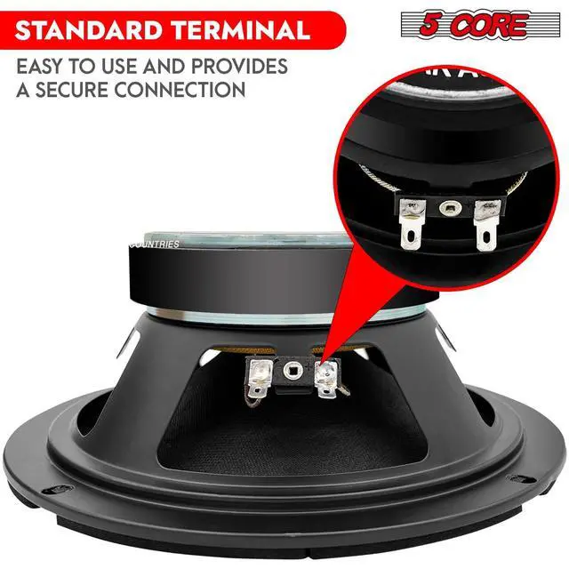 Alt view image 7 of 7 - 5 CORE 8 Inch Speaker Mid Range Bullet Pro Audio Replacement PA DJ Car Driver 2PCS Red Aluminium Bullet 500W Max 8 Ohms Audio Door Speakers for Vehicle or Truck Sound System - MR 8 BLT R 8oHM 2PCS