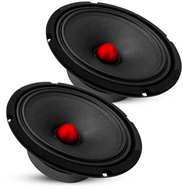 Main image of 5 CORE 8 Inch Speaker Mid Range Bullet Replacement Car Driver 2Pc Red Aluminium Bullet Loudspeaker 500W Max 4 Ohm Audio Door Speakers for Car or Truck Stereo Sound System - MR 8 BLT R 4oHM 2PCS