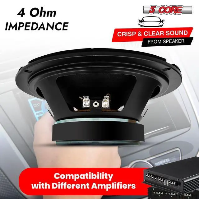 Alt view image 4 of 7 - 5 CORE 8 Inch Speaker Mid Range Bullet Replacement Car Driver 2Pc Red Aluminium Bullet Loudspeaker 500W Max 4 Ohm Audio Door Speakers for Car or Truck Stereo Sound System - MR 8 BLT R 4oHM 2PCS
