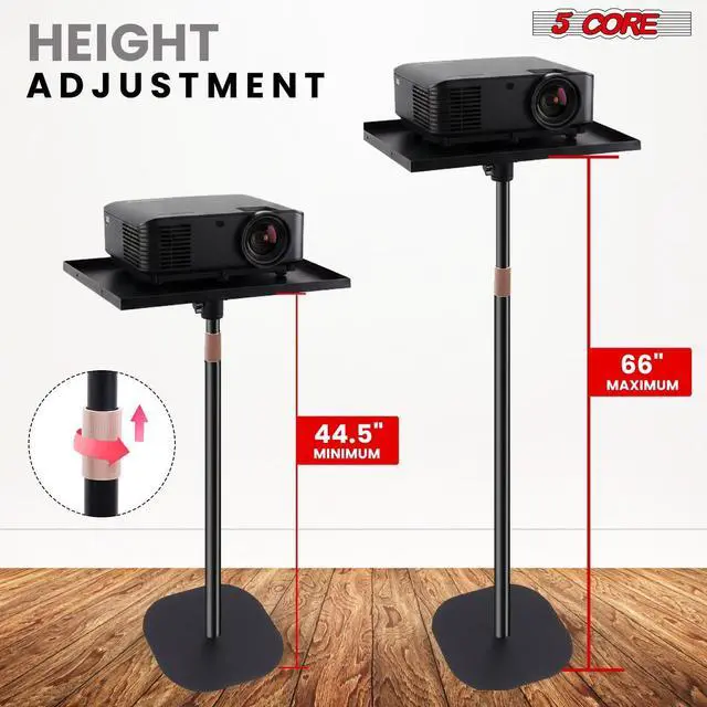 Alt view image 2 of 7 - 5 Core Projector Stand Floor Adjustable 66" Universal Projectors Support for Home Office & Studio