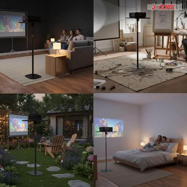 Alt view image 3 of 7 - 5 Core Projector Stand Floor Adjustable 66" Universal Projectors Support for Home Office & Studio