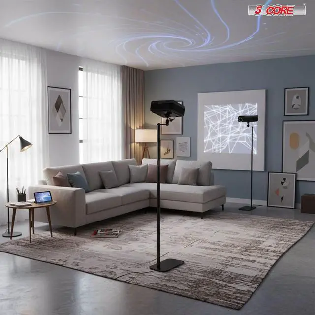 Alt view image 7 of 7 - 5 Core Projector Stand Floor Adjustable 53" Universal Projectors Support for Home Office & Studio