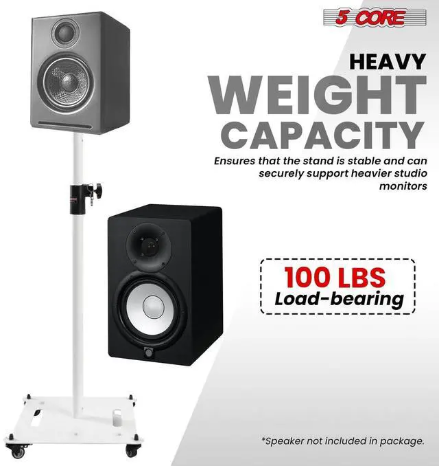 Alt view image 3 of 7 - 5Core Speaker Stand 2Pc Heavy Duty Adjustable Height 61" DJ PA Stands 35mm Mount 100Lb Capacity