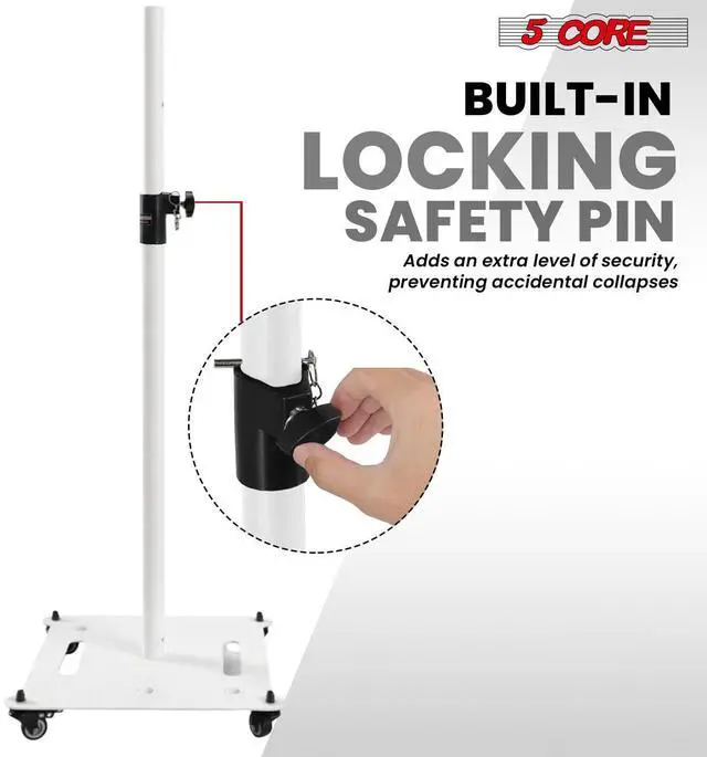 Alt view image 4 of 7 - 5Core Speaker Stand 2Pc Heavy Duty Adjustable Height 61" DJ PA Stands 35mm Mount 100Lb Capacity