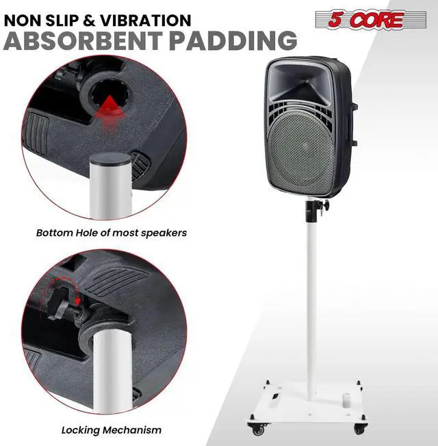 Alt view image 5 of 7 - 5Core Speaker Stand 2Pc Heavy Duty Adjustable Height 61" DJ PA Stands 35mm Mount 100Lb Capacity