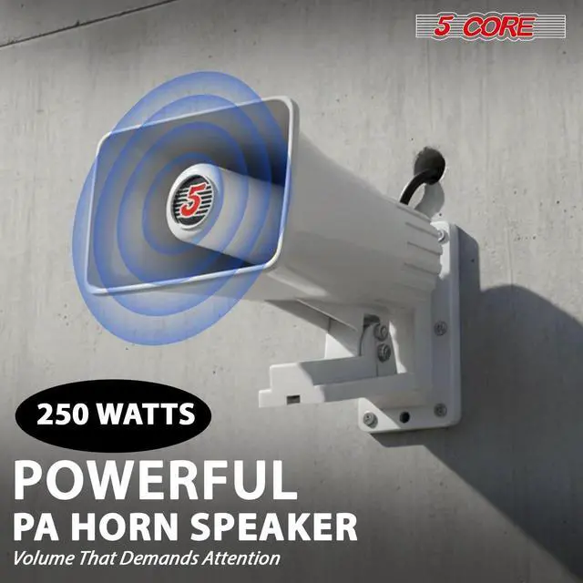 Alt view image 2 of 7 - 5 Core PA Speaker 5 x 8 Inch 65W Bull Horn Loud Audio Indoor Outdoor Speakers System 8Ohm Reflex Megaphone Mounting Bracket & Hardware Included White- HW 508 WH