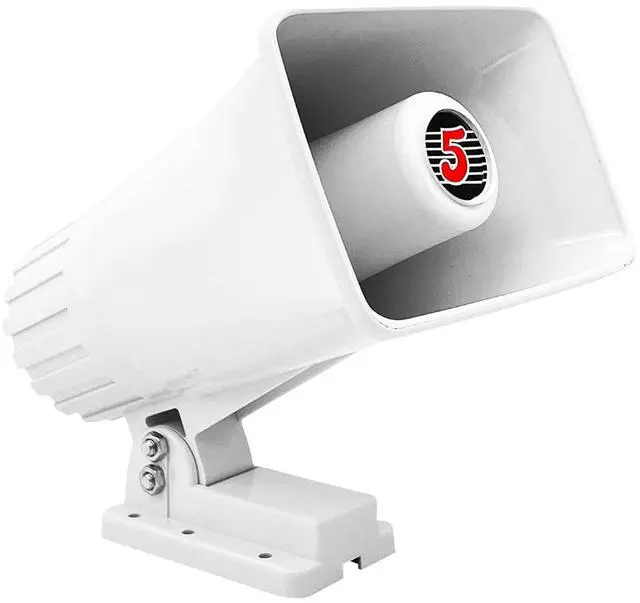 Main image of 5 Core PA Speaker 5 x 8 Inch 65W Bull Horn Loud Audio Indoor Outdoor Speakers System 8Ohm Reflex Megaphone Mounting Bracket & Hardware Included White- HW 508 WH