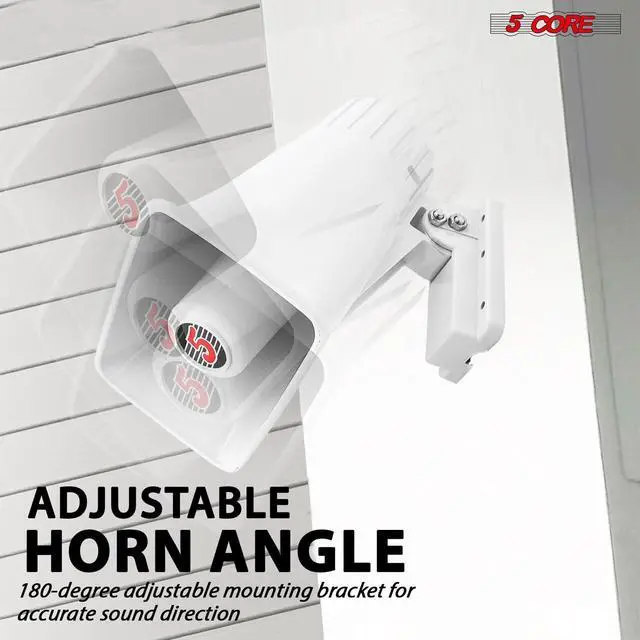 Alt view image 5 of 7 - 5 Core PA Speaker 5 x 8 Inch 65W Bull Horn Loud Audio Indoor Outdoor Speakers System 8Ohm Reflex Megaphone Mounting Bracket & Hardware Included White- HW 508 WH