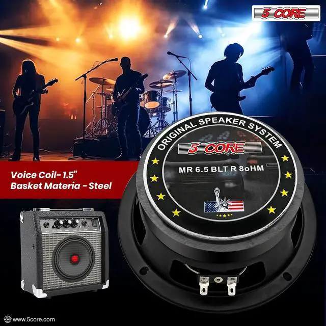 Alt view image 2 of 7 - 5 Core 6.5 Inch Midrange Door Speaker 360W Subwoofer w Aluminum Bullet 8 Sub Woofer