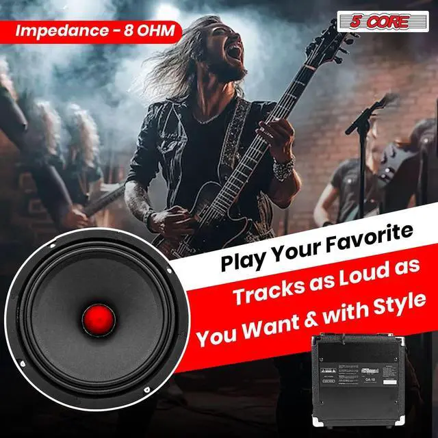 Alt view image 3 of 7 - 5 Core 6.5 Inch Midrange Door Speaker 360W Subwoofer w Aluminum Bullet 8 Sub Woofer
