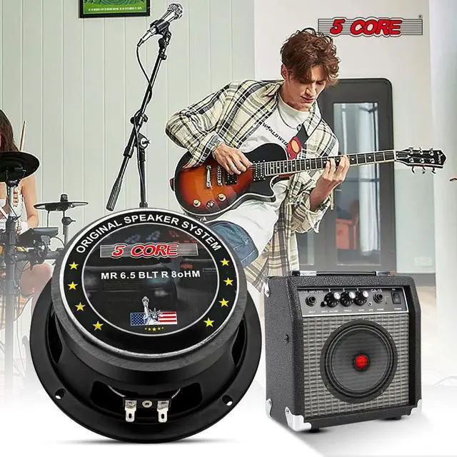 Alt view image 5 of 7 - 5 Core 6.5 Inch Midrange Door Speaker 360W Subwoofer w Aluminum Bullet 8 Sub Woofer