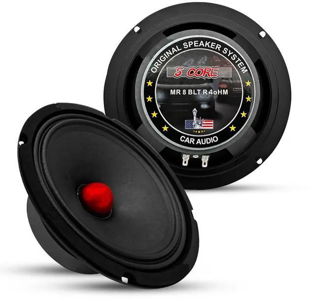Main image of 5 CORE 8 Inch Speaker Mid Range Bullet Replacement Car Driver Red Aluminium Bullet Loudspeaker 500W Max 4 Ohms Audio Door Speakers for Car or Truck Stereo Sound System - MR 8 BLT R 4oHM