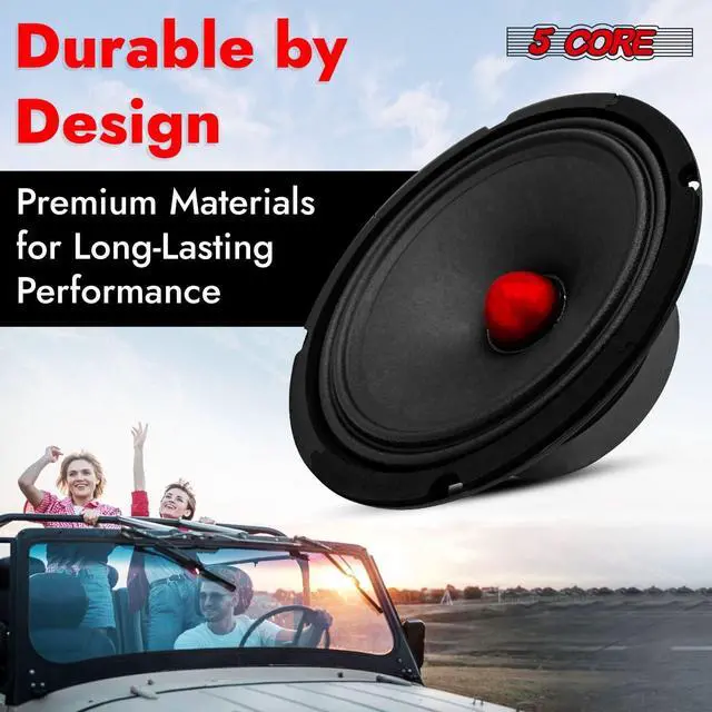 Alt view image 7 of 7 - 5 CORE 8 Inch Speaker Mid Range Bullet Replacement Car Driver Red Aluminium Bullet Loudspeaker 500W Max 4 Ohms Audio Door Speakers for Car or Truck Stereo Sound System - MR 8 BLT R 4oHM