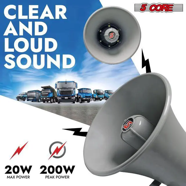 Alt view image 2 of 7 - 5 Core PA Horn Loud Speaker 9 Inch Outdoor Indoor 20W 8 Ohm Durable All Weather Multi Purpose Loudspeaker for Music Speech Warehouse - UHC 150 1Pc