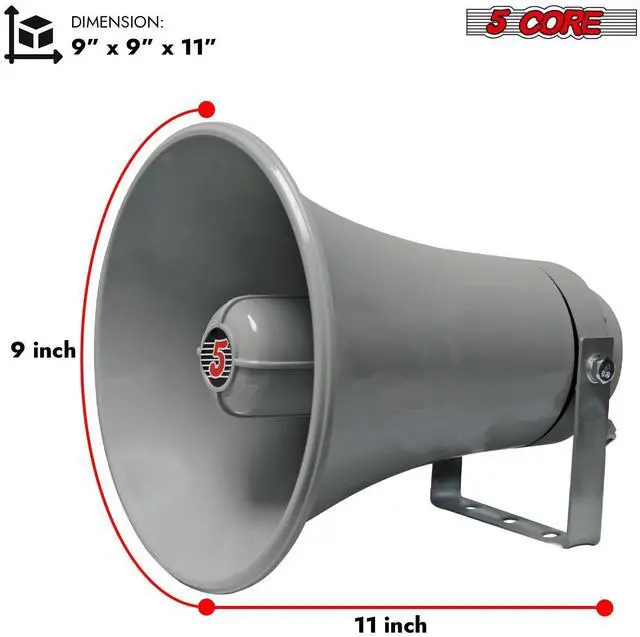 Alt view image 4 of 7 - 5 Core PA Horn Loud Speaker 9 Inch Outdoor Indoor 20W 8 Ohm Durable All Weather Multi Purpose Loudspeaker for Music Speech Warehouse - UHC 150 1Pc