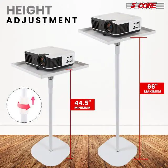 Alt view image 2 of 7 - 5 Core Projector Stand Floor Adjustable 66" Universal Projectors Support for Home Office & Studio