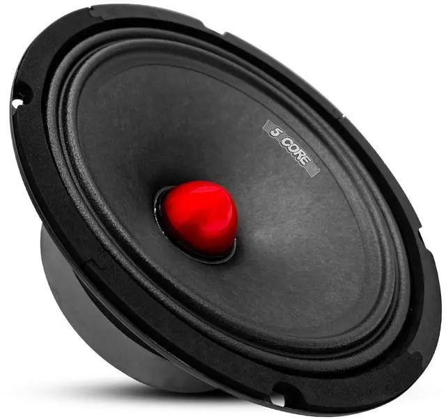 Main image of 5 CORE 8 Inch Speaker Mid Range Bullet Pro Audio Replacement PA DJ Car Driver Red Aluminium Bullet 500W Max 8 Ohms Audio Door Speakers for Vehicle or Truck Sound System - MR 8 BLT R 8oHM
