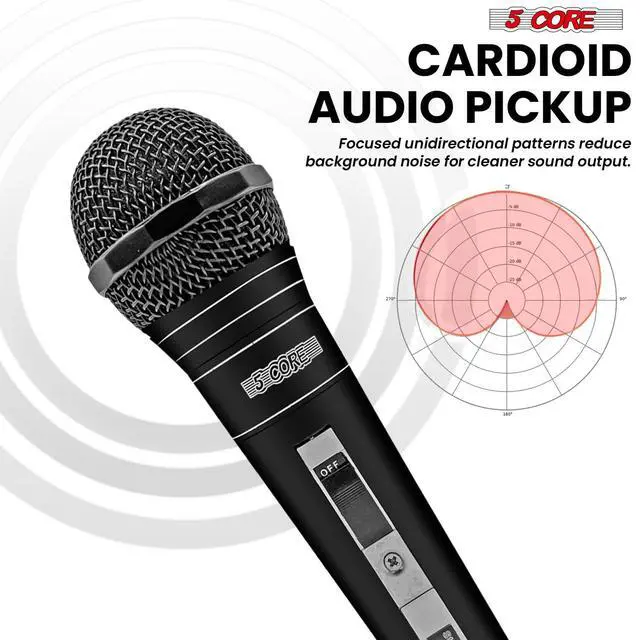 Alt view image 4 of 7 - 5 Core Microphone XLR Dynamic Mic Karaoke Singing Handheld Microfono Wired Professional Unidirectional 1/4 Plug In Cord Connection for Vocal DJ Music - PM 757