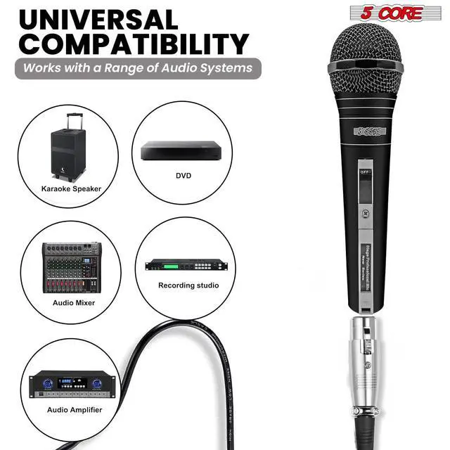 Alt view image 6 of 7 - 5 Core Microphone XLR Dynamic Mic Karaoke Singing Handheld Microfono Wired Professional Unidirectional 1/4 Plug In Cord Connection for Vocal DJ Music - PM 757