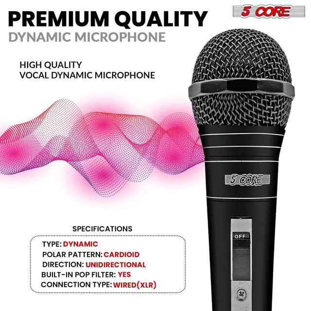 Alt view image 7 of 7 - 5 Core Microphone XLR Dynamic Mic Karaoke Singing Handheld Microfono Wired Professional Unidirectional 1/4 Plug In Cord Connection for Vocal DJ Music - PM 757