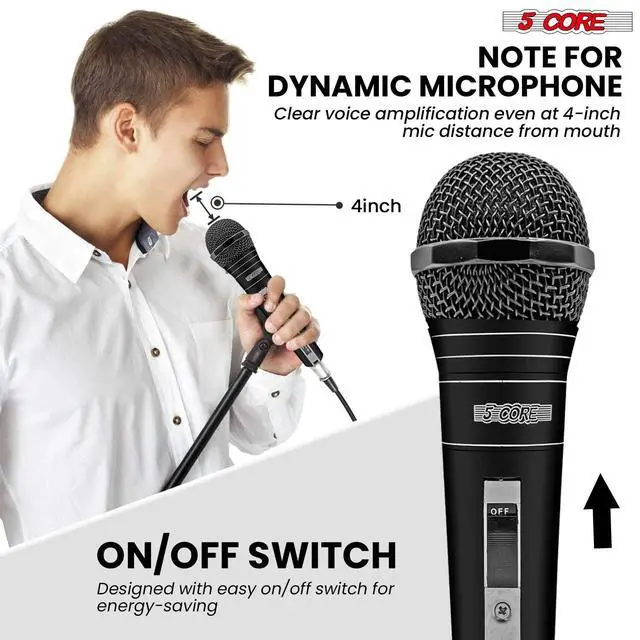 Alt view image 3 of 7 - 5 Core Microphone XLR Dynamic Mic Karaoke Singing Handheld Microfono Wired Professional Unidirectional 1/4 Plug In Cord Connection for Vocal DJ Music - PM 757