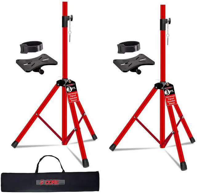 Main image of 5 Core Speaker Stand Tripod Pair Heavy Duty Adjustable 36" Universal Mount for PA DJ Studio w Bag