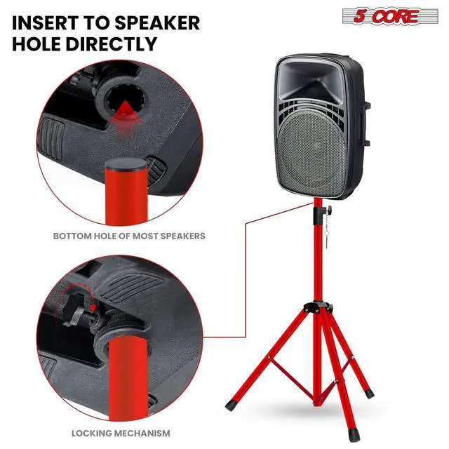 Alt view image 5 of 7 - 5 Core Speaker Stand Tripod Pair Heavy Duty Adjustable 36" Universal Mount for PA DJ Studio w Bag