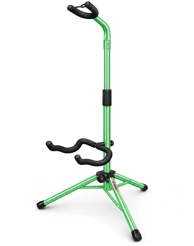 Main image of 5 Core Guitar Stand Floor Adjustable Heavy Duty w Neck Holder Universal Supports for Acoustic Electric Classic Bass Instrument Folding Portable Green - GSH HD GR