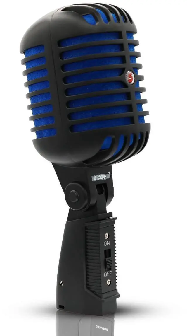 Main image of 5 Core Inc. Classic Retro Microphone Dynamic Metal Body Old Vintage Style Unidirectional Cardioid Mic For Singing w XLR Input - RTRO MIC CH BLK-BLU