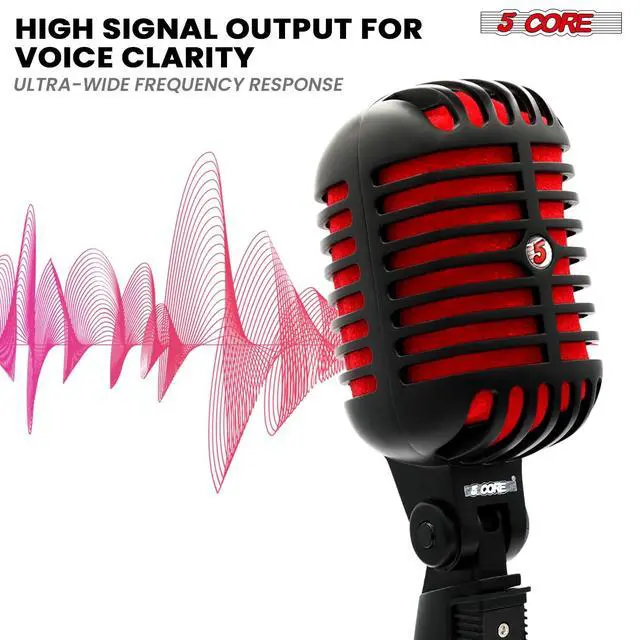 Alt view image 2 of 7 - 5 Core Inc. Professional Vintage Microphone for Singing Dynamic Super Cardiod XLR Old Retro Vocal Mic Stage Unidirectional Classic Studio Microfono Recording Wired Corded for Live Performance