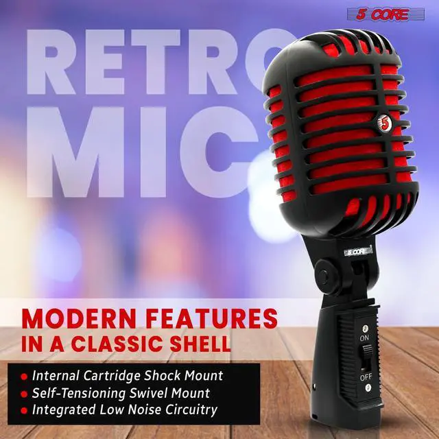 Alt view image 6 of 7 - 5 Core Inc. Professional Vintage Microphone for Singing Dynamic Super Cardiod XLR Old Retro Vocal Mic Stage Unidirectional Classic Studio Microfono Recording Wired Corded for Live Performance