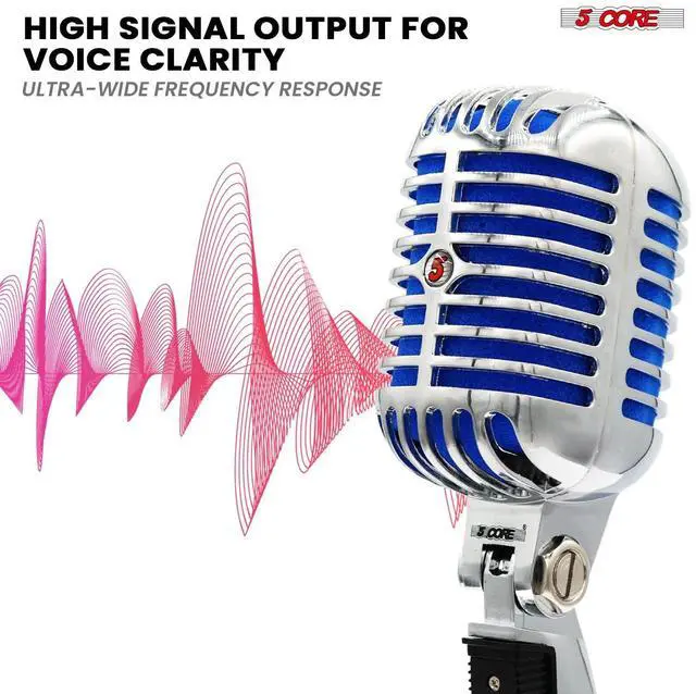 Alt view image 4 of 7 - 5 Core Professional Vintage Microphone for Singing Dynamic Super Cardiod XLR Old Retro Vocal Mic Stage Unidirectional Classic Studio Microfono Recording Wired Corded for Live Performance - RTRO MIC CH