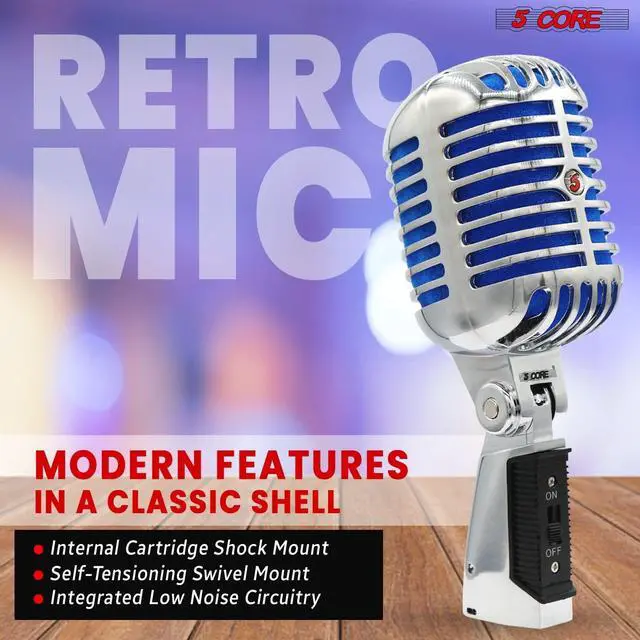 Alt view image 6 of 7 - 5 Core Professional Vintage Microphone for Singing Dynamic Super Cardiod XLR Old Retro Vocal Mic Stage Unidirectional Classic Studio Microfono Recording Wired Corded for Live Performance - RTRO MIC CH