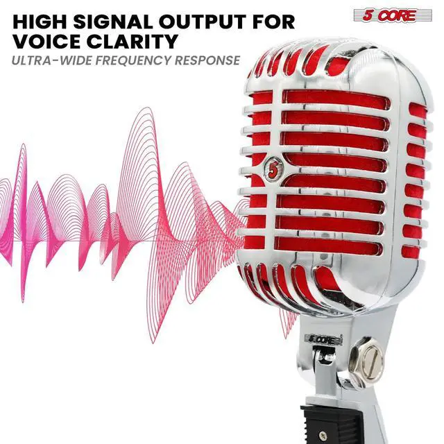Alt view image 4 of 7 - 5 Core Professional Vintage Microphone for Singing Dynamic Super Cardiod XLR Old Retro Vocal Mic Stage Unidirectional Classic Studio Microfono Recording Wired Corded for Live Performance - RTRO MIC CH