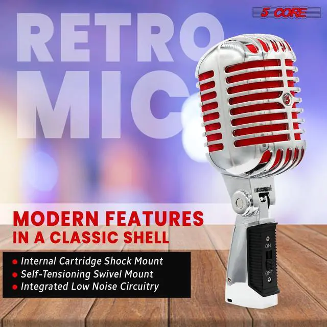Alt view image 6 of 7 - 5 Core Professional Vintage Microphone for Singing Dynamic Super Cardiod XLR Old Retro Vocal Mic Stage Unidirectional Classic Studio Microfono Recording Wired Corded for Live Performance - RTRO MIC CH