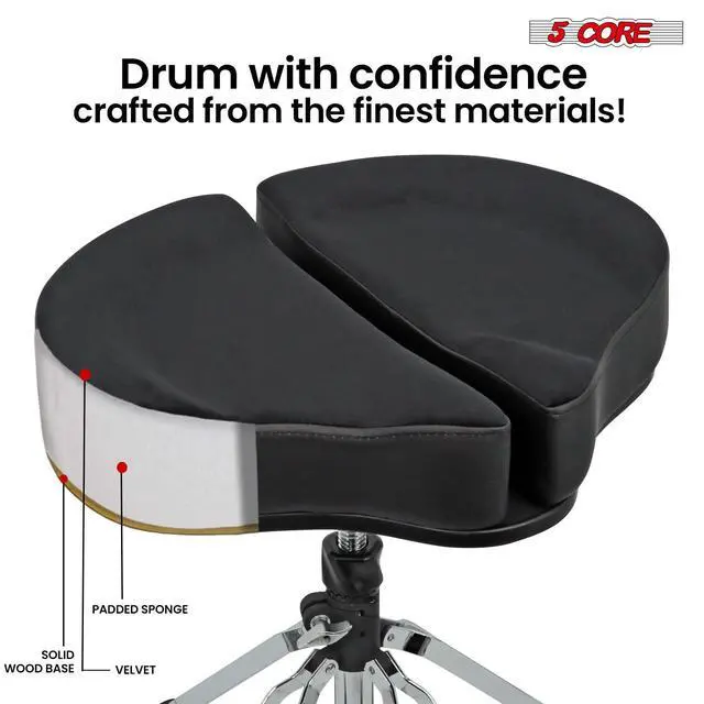 Alt view image 7 of 7 - 5 Core Drum Throne Sponge Padded Guitar Stool Drummer Seat for Adults & Kids