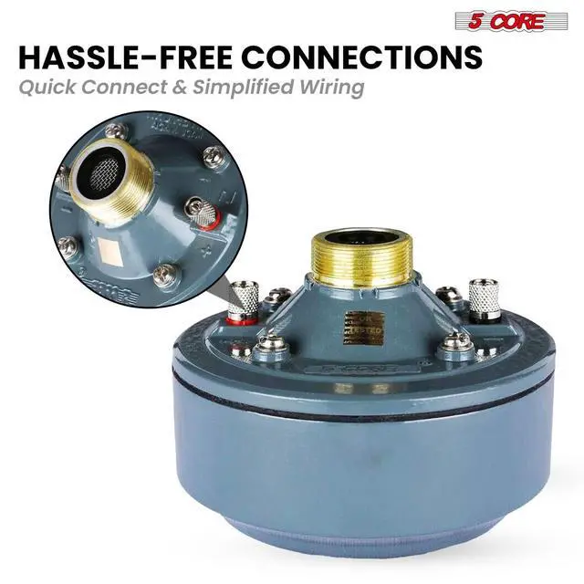 Alt view image 7 of 8 - 5 Core Compression Driver 600W PMPO 16 Ohm Screw on Type Mid Range Horn Throat Tweeter Speaker 60W RMS 18 TPI Threading Aluminum Body- DU 60W