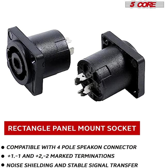 Alt view image 4 of 7 - 5Core Speakon Adapter High Quality Audio Jack Male Audio Pin Speaker Adapter Connector