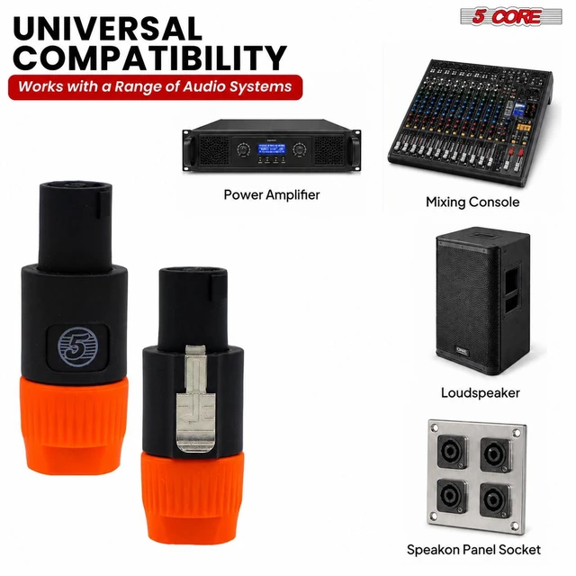 Alt view image 7 of 7 - 5Core Speakon Adapter High Quality Audio Jack Male Audio Pin Speaker Adapter Connector
