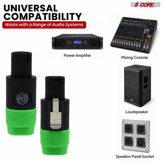 Alt view image 7 of 7 - 5Core Speakon Adapter High Quality Audio Jack Male Audio Pin Speaker Adapter Connector