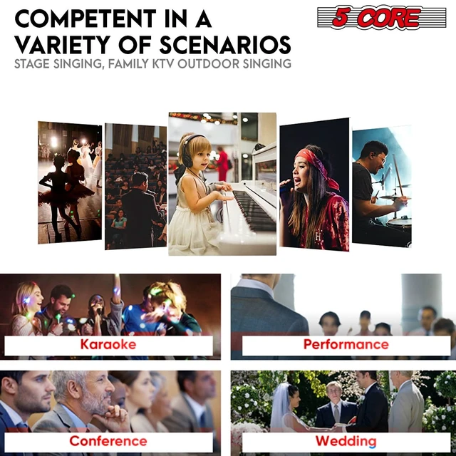 Alt view image 7 of 7 - 5 Core Microphone 2Pc Dynamic Vocal Handheld Mic Cardioid Singing Karaok Microfono w On Off Switch