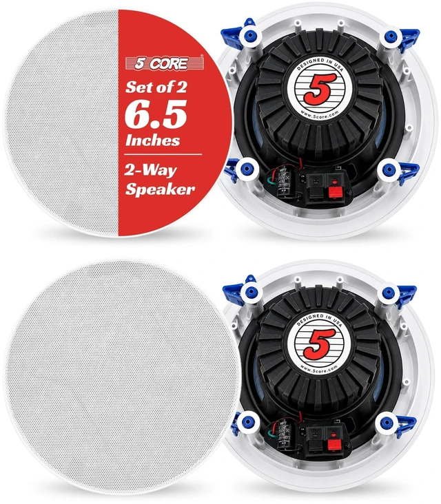 Main image of 5 Core 6.5 Inch In-Ceiling In-Wall Speaker 360W 2-Way Pair Flush Mount House Home Theater Speakers