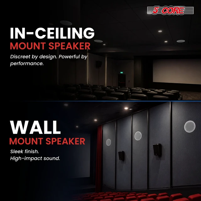 Alt view image 5 of 7 - 5 Core 6.5 Inch In-Ceiling In-Wall Speaker 360W 2-Way Pair Flush Mount House Home Theater Speakers