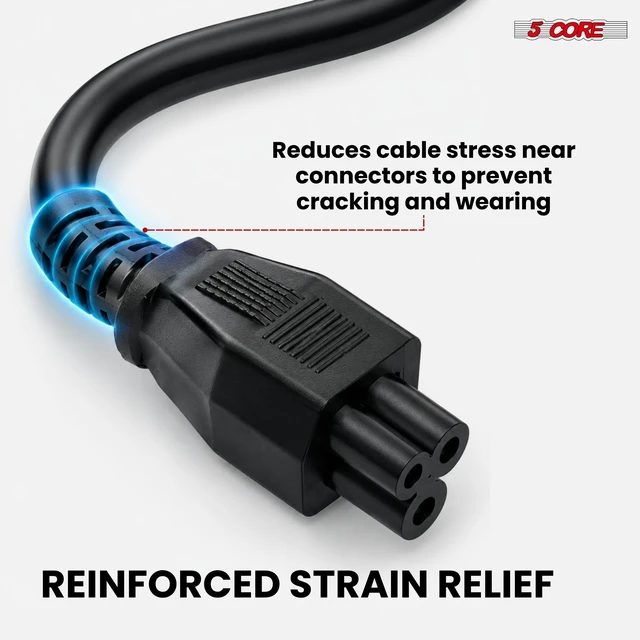 Alt view image 6 of 7 - 5 Core Power Cord C5 Replacement AC Cable 3 Prong for Laptop Charger Projector