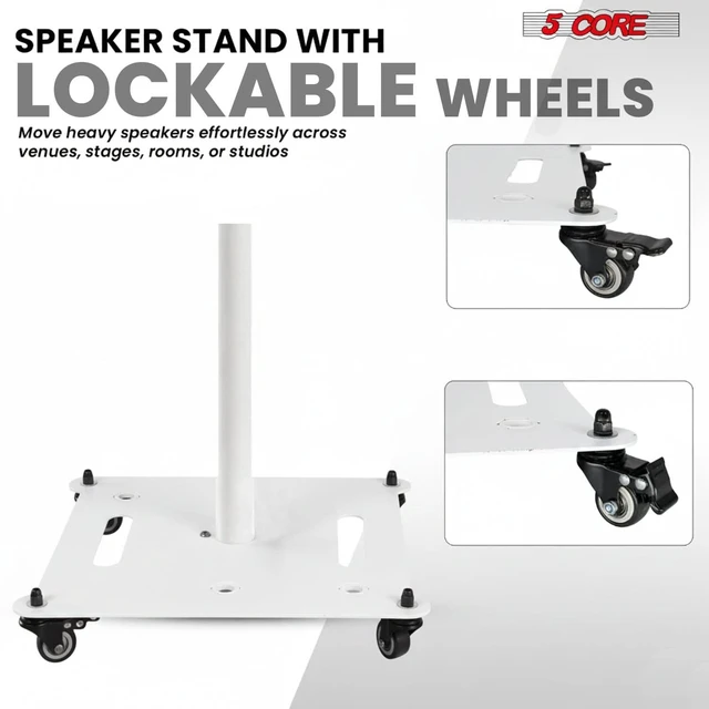 Alt view image 6 of 7 - 5 Core Speaker Stand Square Base with Wheels Adjustable PA DJ Speakers Holder