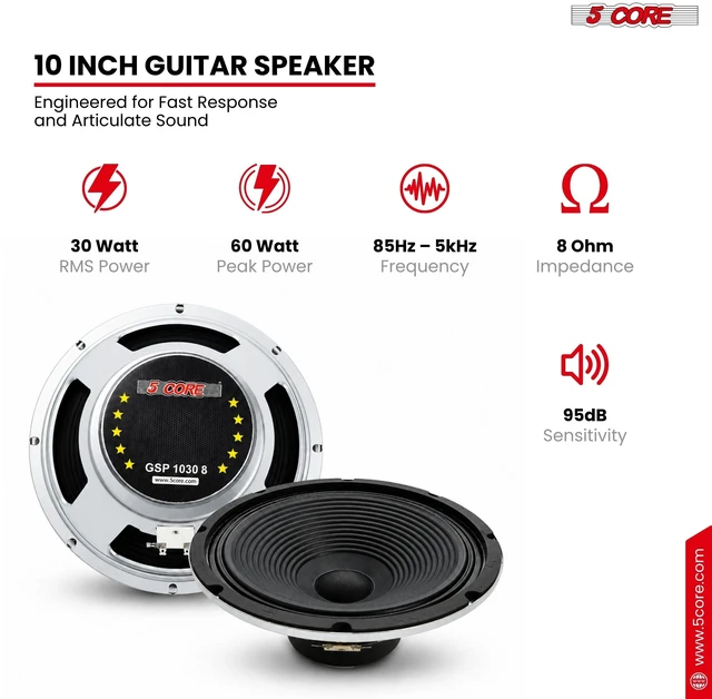 Alt view image 2 of 7 - 5 Core 10 Inch Guitar Speaker 8 Ohm Replacement Amplifier Speaker Amp Cabinet