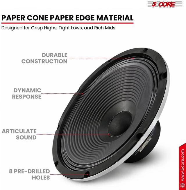 Alt view image 4 of 7 - 5Core 10 Inch Guitar Speaker 60W 16Ohm 25Oz Magnet 1.25" VC Amplifier Cabinet Driver