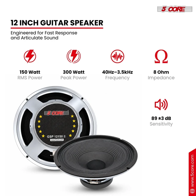 Alt view image 2 of 7 - 5 Core 12 Inch Guitar Speaker 8 Ohm Replacement Amplifier Speaker Amp Cabinet